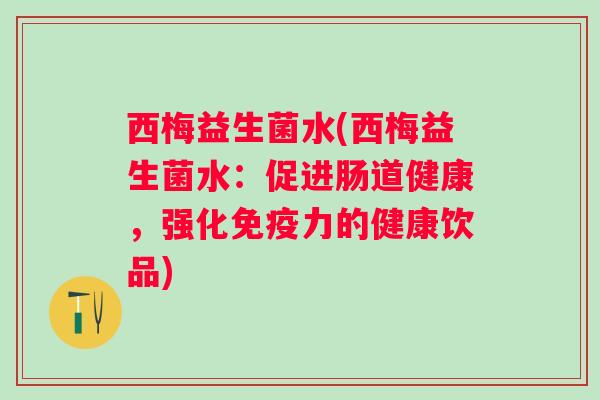 西梅益生菌水(西梅益生菌水：促进肠道健康，强化力的健康饮品)