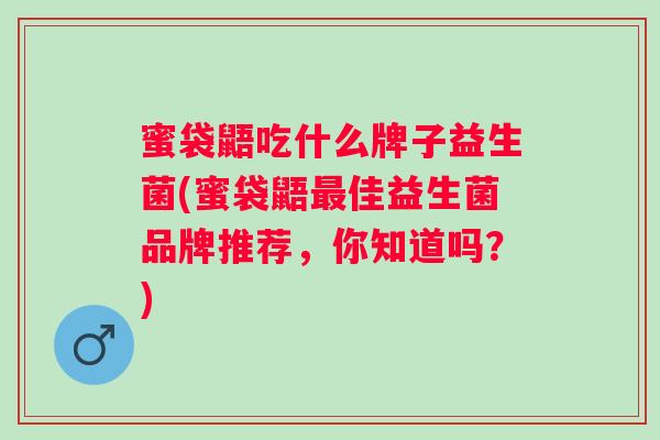 蜜袋鼯吃什么牌子益生菌(蜜袋鼯佳益生菌品牌推荐，你知道吗？)