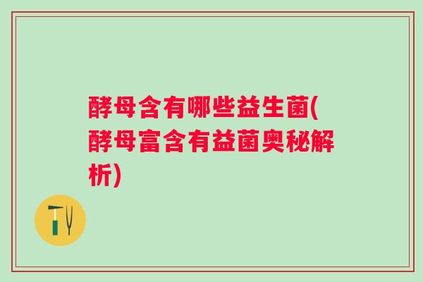 酵母含有哪些益生菌(酵母富含有益菌奥秘解析) 酵母含有哪些益生菌(酵母富含有益菌奥秘解析)