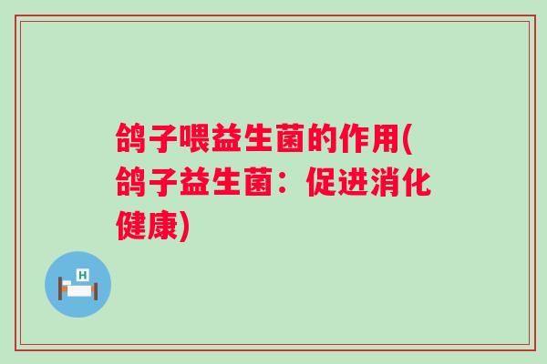 鸽子喂益生菌的作用(鸽子益生菌:促进消化健康) 鸽子喂益生菌的作用(鸽子益生菌:促进消化健康)