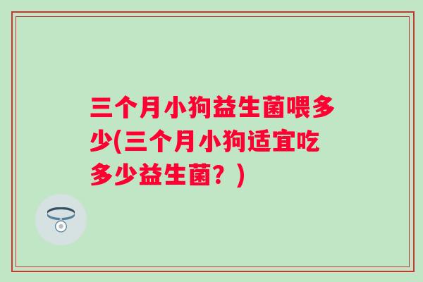 三个月小狗益生菌喂多少(三个月小狗适宜吃多少益生菌？)