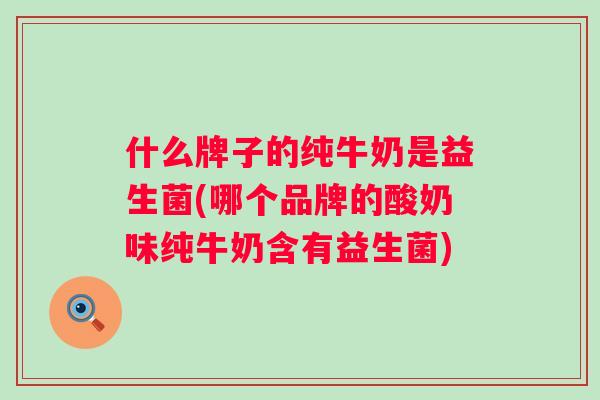什么牌子的纯牛奶是益生菌(哪个品牌的酸奶味纯牛奶含有益生菌)