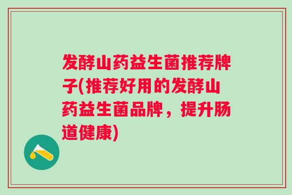 发酵山药益生菌推荐牌子(推荐好用的发酵山药益生菌品牌，提升肠道健康)
