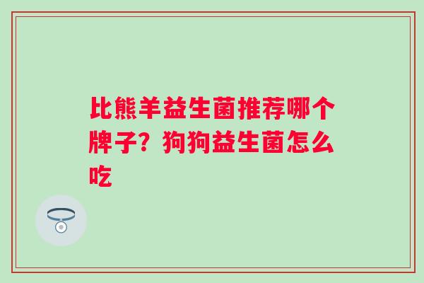 比熊羊益生菌推荐哪个牌子？狗狗益生菌怎么吃