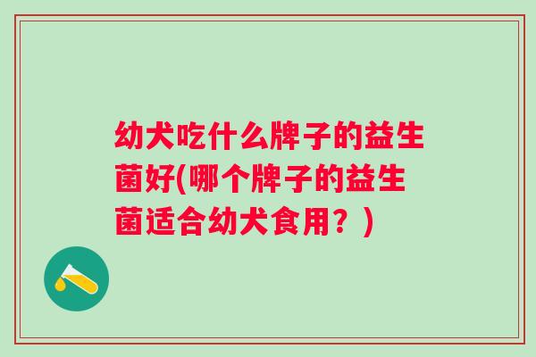 幼犬吃什么牌子的益生菌好(哪个牌子的益生菌适合幼犬食用?) 幼犬吃什么牌子的益生菌好(哪个牌子的益生菌适合幼犬食用?)