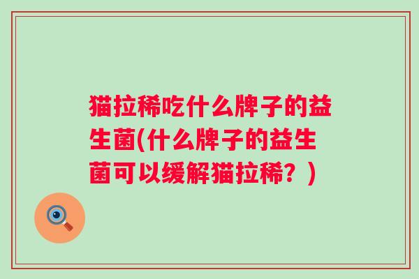 猫拉稀吃什么牌子的益生菌(什么牌子的益生菌可以缓解猫拉稀？)