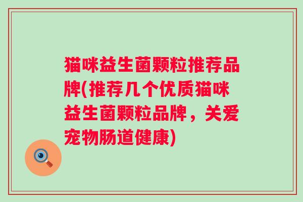 猫咪益生菌颗粒推荐品牌(推荐几个优质猫咪益生菌颗粒品牌,关爱宠物肠道健康) 猫咪益生菌颗粒推荐品牌(推荐几个优质猫咪益生菌颗粒品牌,关爱宠物肠道健康)
