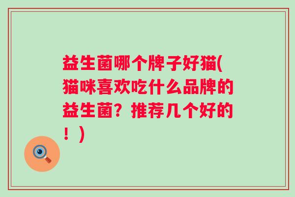 益生菌哪个牌子好猫(猫咪喜欢吃什么品牌的益生菌？推荐几个好的！)