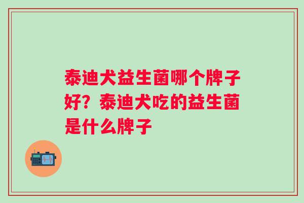 泰迪犬益生菌哪个牌子好？泰迪犬吃的益生菌是什么牌子