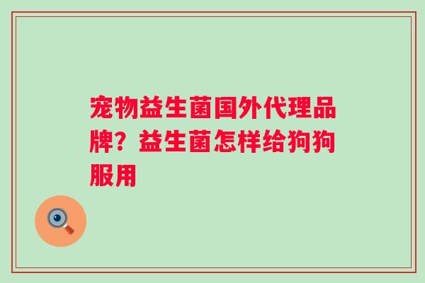 宠物益生菌国外代理品牌?益生菌怎样给狗狗服用 宠物益生菌国外代理品牌?益生菌怎样给狗狗服用