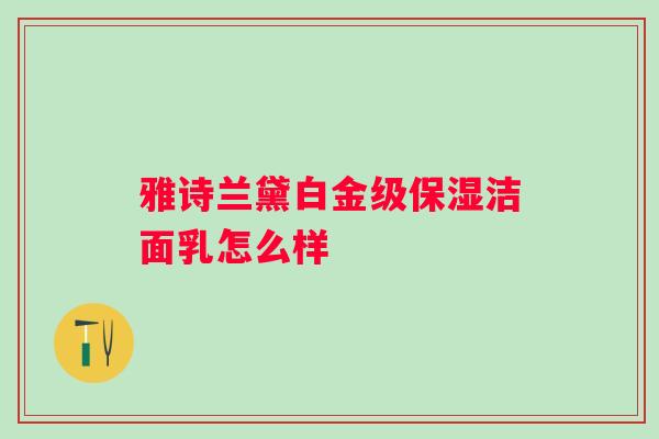 雅诗兰黛白金级保湿洁面乳怎么样