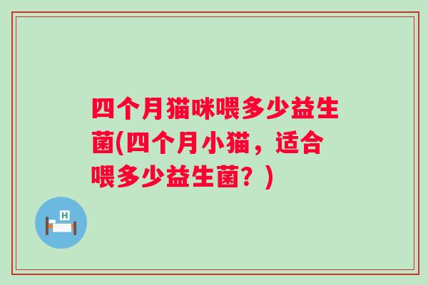 四个月猫咪喂多少益生菌(四个月小猫，适合喂多少益生菌？)