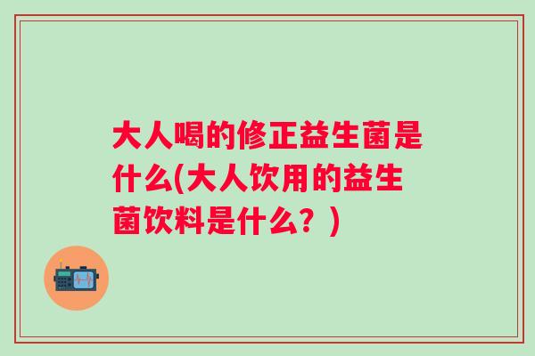 大人喝的修正益生菌是什么(大人饮用的益生菌饮料是什么？)