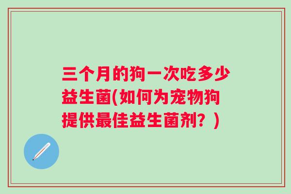 三个月的狗一次吃多少益生菌(如何为宠物狗提供最佳益生菌剂？)
