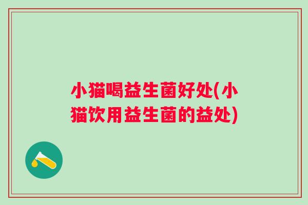 小猫喝益生菌好处(小猫饮用益生菌的益处)