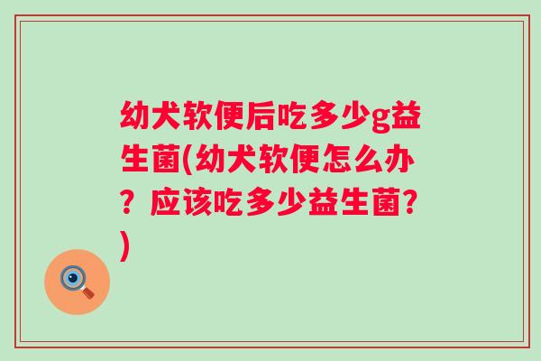 幼犬软便后吃多少g益生菌(幼犬软便怎么办？应该吃多少益生菌？)