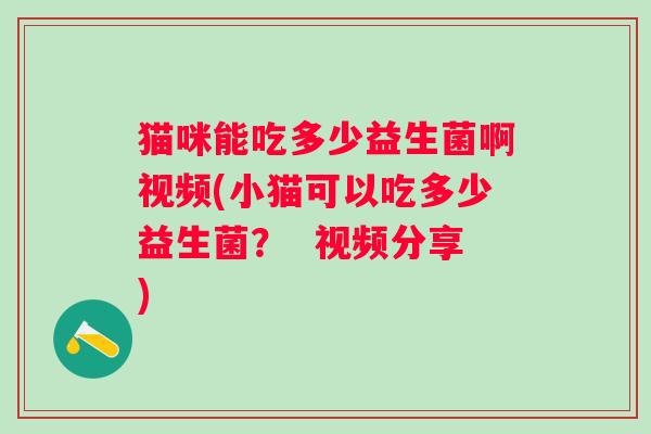 猫咪能吃多少益生菌啊视频(小猫可以吃多少益生菌? 视频分享) 猫咪能吃多少益生菌啊视频(小猫可以吃多少益生菌? 视频分享)