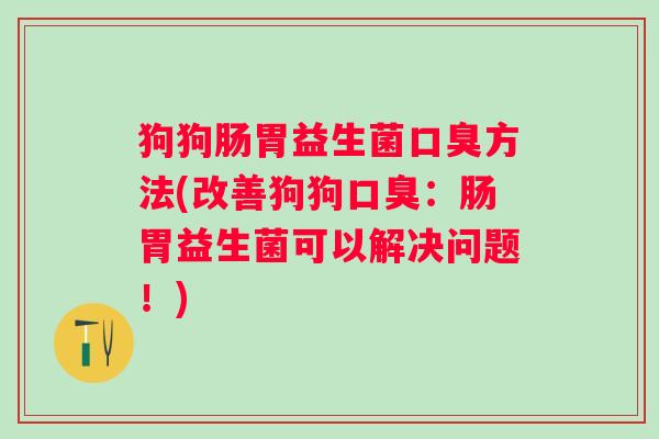 狗狗肠胃益生菌方法(改善狗狗：肠胃益生菌可以解决问题！)