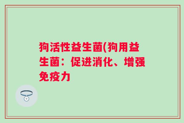 狗活性益生菌(狗用益生菌：促进消化、增强力