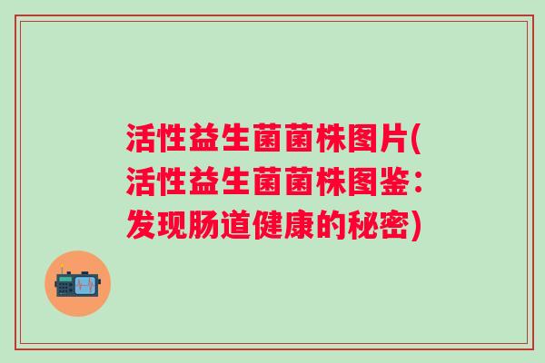 活性益生菌菌株图片(活性益生菌菌株图鉴:发现肠道健康的秘密) 活性益生菌菌株图片(活性益生菌菌株图鉴:发现肠道健康的秘密)