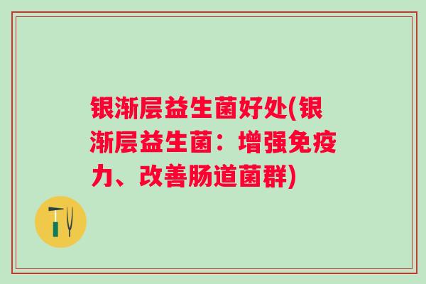 银渐层益生菌好处(银渐层益生菌:增强力、改善肠道菌群) 银渐层益生菌好处(银渐层益生菌:增强力、改善肠道菌群)