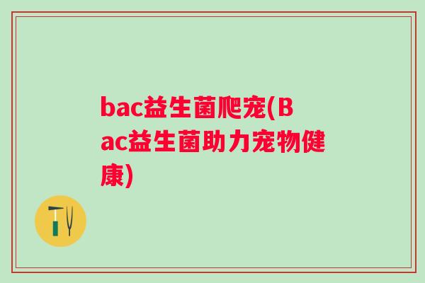 bac益生菌爬宠(Bac益生菌助力宠物健康)