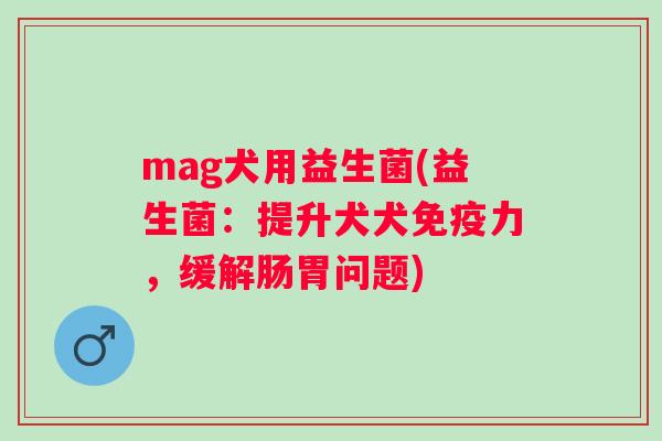 mag犬用益生菌(益生菌:提升犬犬力,缓解肠胃问题) mag犬用益生菌(益生菌:提升犬犬力,缓解肠胃问题)