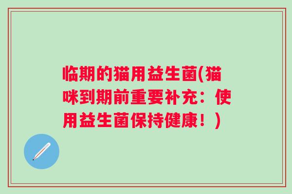 临期的猫用益生菌(猫咪到期前重要补充:使用益生菌保持健康!) 临期的猫用益生菌(猫咪到期前重要补充:使用益生菌保持健康!)