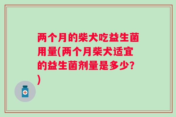 两个月的柴犬吃益生菌用量(两个月柴犬适宜的益生菌剂量是多少?) 两个月的柴犬吃益生菌用量(两个月柴犬适宜的益生菌剂量是多少?)