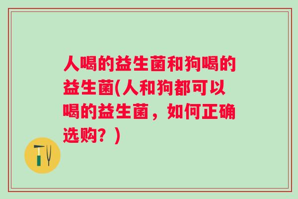 人喝的益生菌和狗喝的益生菌(人和狗都可以喝的益生菌,如何正确选购?) 人喝的益生菌和狗喝的益生菌(人和狗都可以喝的益生菌,如何正确选购?)
