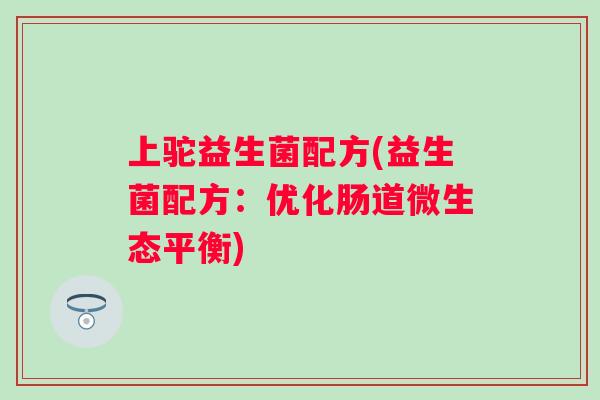上驼益生菌配方(益生菌配方：优化肠道微生态平衡)
