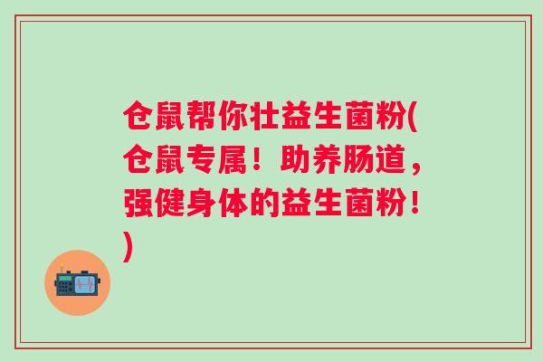 仓鼠帮你壮益生菌粉(仓鼠专属!助养肠道,强健身体的益生菌粉!) 仓鼠帮你壮益生菌粉(仓鼠专属!助养肠道,强健身体的益生菌粉!)
