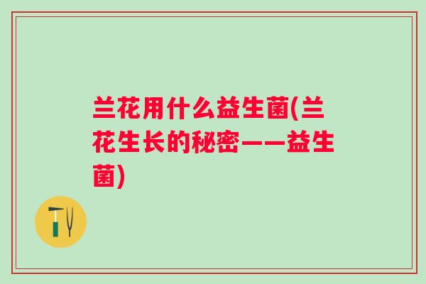 兰花用什么益生菌(兰花生长的秘密——益生菌) 兰花用什么益生菌(兰花生长的秘密——益生菌)