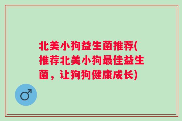 北美小狗益生菌推荐(推荐北美小狗佳益生菌,让狗狗健康成长) 北美小狗益生菌推荐(推荐北美小狗佳益生菌,让狗狗健康成长)
