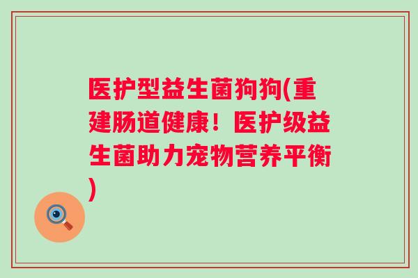 医护型益生菌狗狗(重建肠道健康!医护级益生菌助力宠物营养平衡) 医护型益生菌狗狗(重建肠道健康!医护级益生菌助力宠物营养平衡)