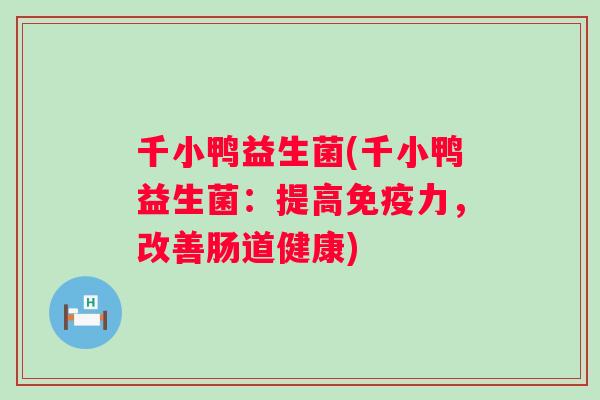 千小鸭益生菌(千小鸭益生菌：提高力，改善肠道健康)