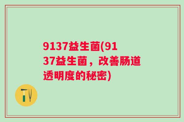 9137益生菌(9137益生菌，改善肠道透明度的秘密)
