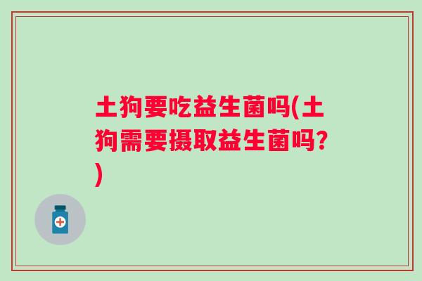 土狗要吃益生菌吗(土狗需要摄取益生菌吗？)