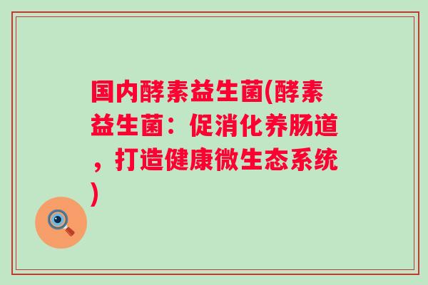 国内酵素益生菌(酵素益生菌:促消化养肠道,打造健康微生态系统) 国内酵素益生菌(酵素益生菌:促消化养肠道,打造健康微生态系统)