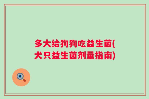 多大给狗狗吃益生菌(犬只益生菌剂量指南)
