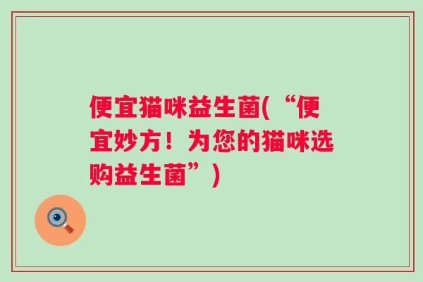 便宜猫咪益生菌(“便宜妙方!为您的猫咪选购益生菌”) 便宜猫咪益生菌(“便宜妙方!为您的猫咪选购益生菌”)