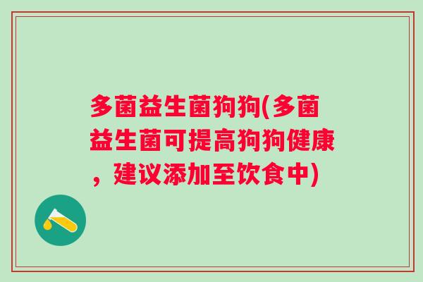 多菌益生菌狗狗(多菌益生菌可提高狗狗健康，建议添加至饮食中)