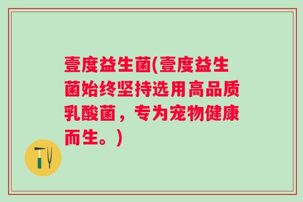 壹度益生菌(壹度益生菌始终坚持选用高品质乳酸菌,专为宠物健康而生。) 壹度益生菌(壹度益生菌始终坚持选用高品质乳酸菌,专为宠物健康而生。)
