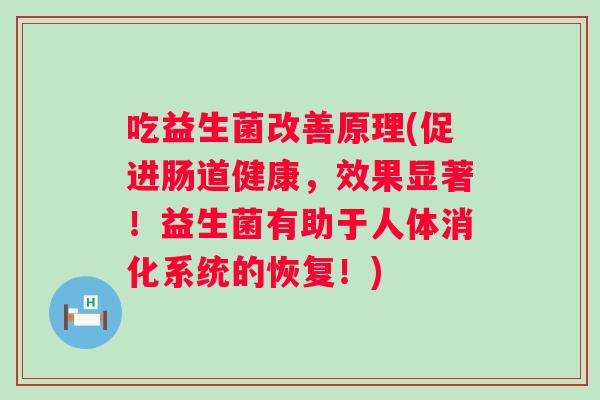 吃益生菌改善原理(促进肠道健康,效果显著!益生菌有助于人体消化系统的恢复!) 吃益生菌改善原理(促进肠道健康,效果显著!益生菌有助于人体消化系统的恢复!)