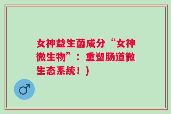 女神益生菌成分“女神微生物”:重塑肠道微生态系统!) 女神益生菌成分“女神微生物”:重塑肠道微生态系统!)