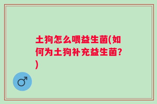 土狗怎么喂益生菌(如何为土狗补充益生菌？)