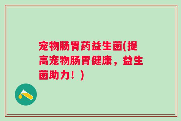 宠物肠胃药益生菌(提高宠物肠胃健康，益生菌助力！)