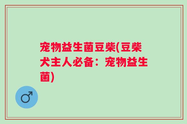 宠物益生菌豆柴(豆柴犬主人必备：宠物益生菌)
