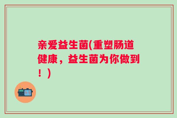 亲爱益生菌(重塑肠道健康，益生菌为你做到！)