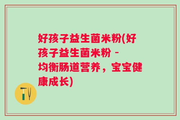 好孩子益生菌米粉(好孩子益生菌米粉 - 均衡肠道营养,宝宝健康成长) 好孩子益生菌米粉(好孩子益生菌米粉 - 均衡肠道营养,宝宝健康成长)